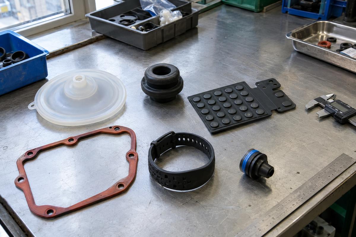 Mixed silicone and rubber parts for different industry sectors