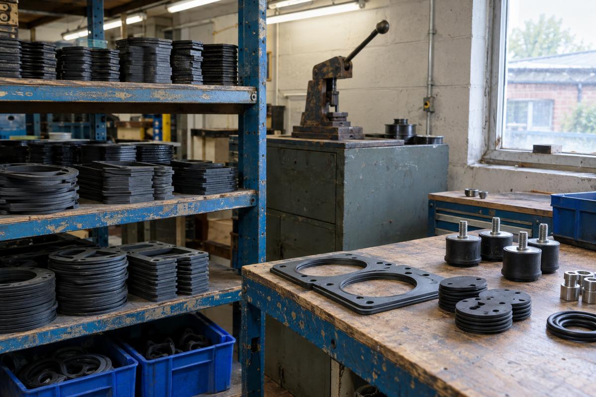 Industrial rubber parts, stored tool and repeat production trays