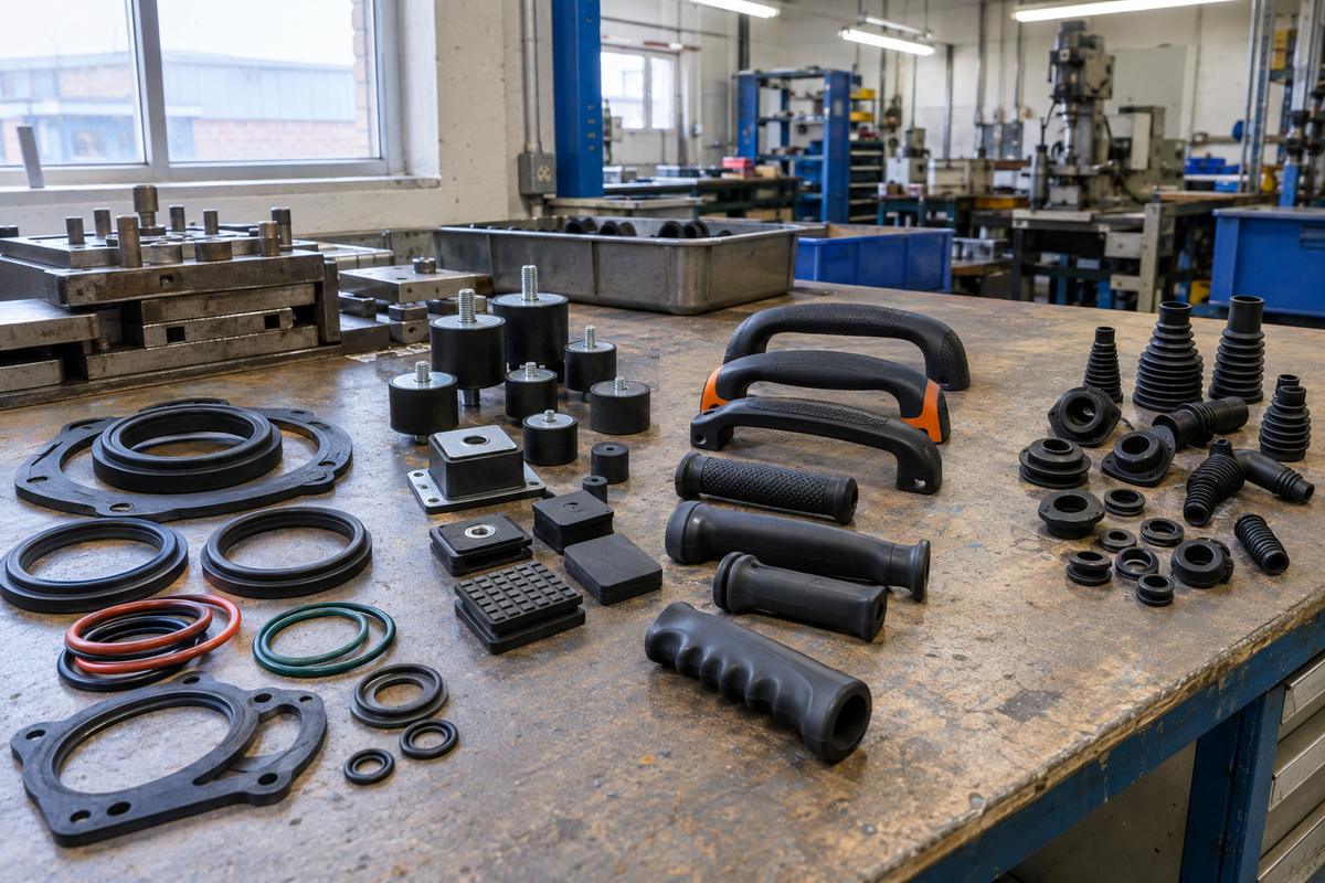 Industrial gaskets, vibration mounts, grips and cable grommets