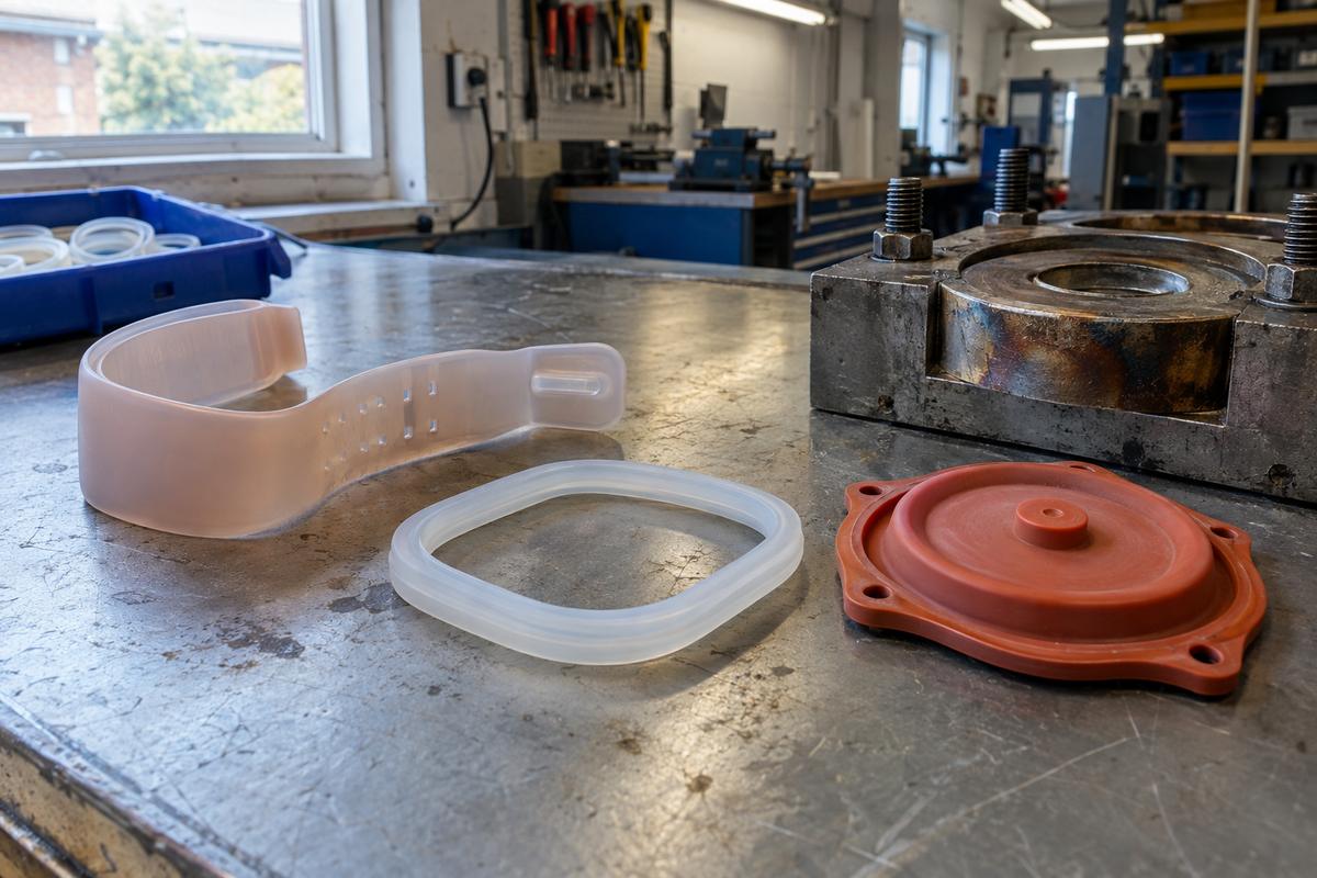 Technical silicone components for skin contact, sealing and heat resistance