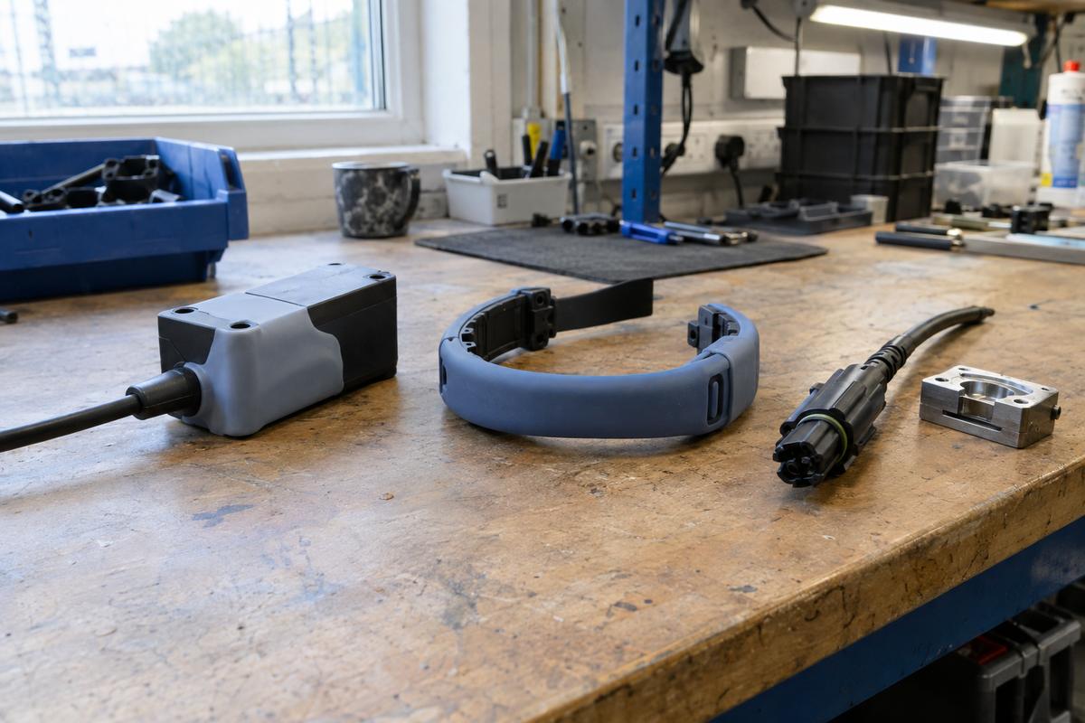 Rigid parts and wearable frames prepared for silicone overmoulding