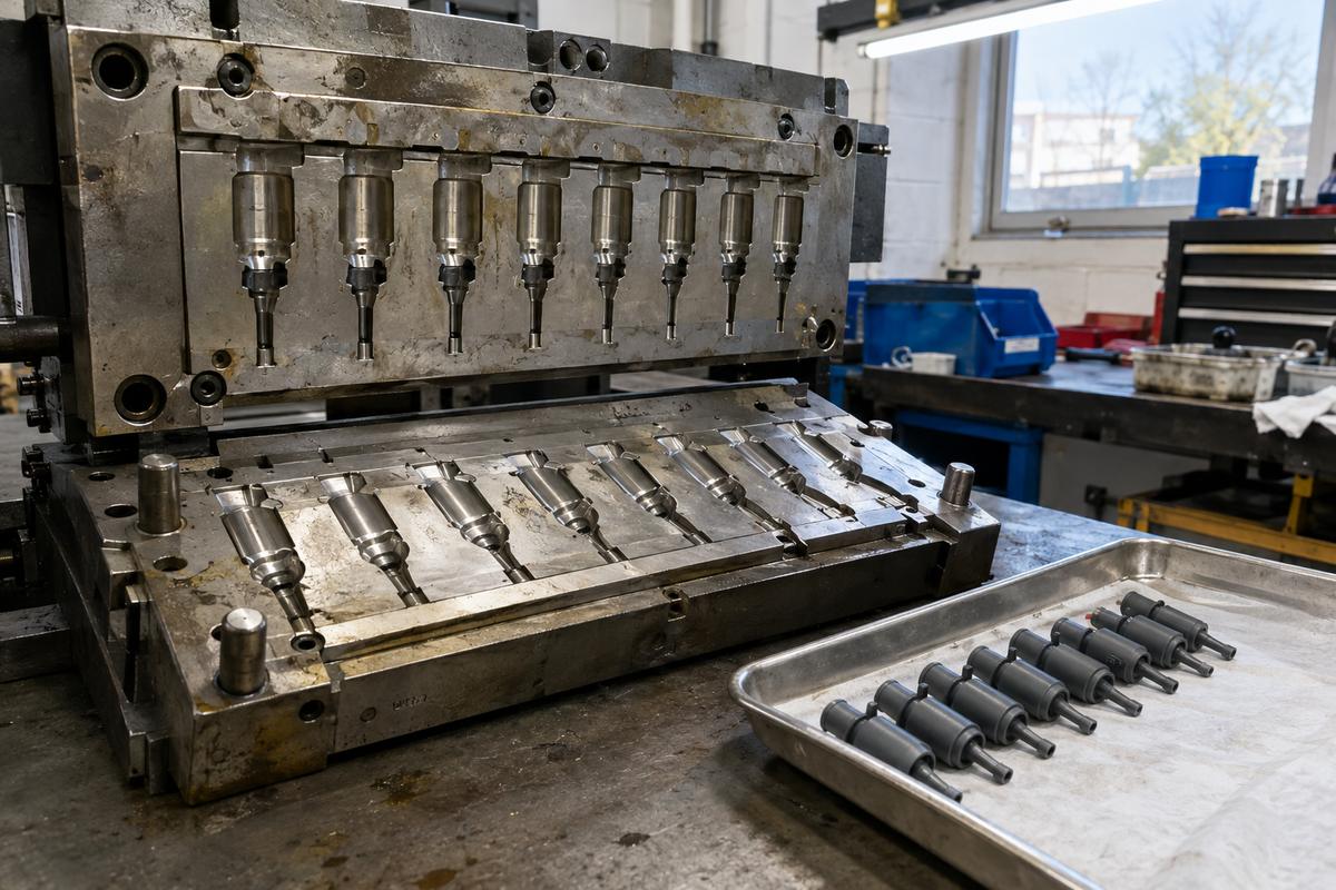 Multi-cavity HCR injection tool with repeated moulded silicone parts
