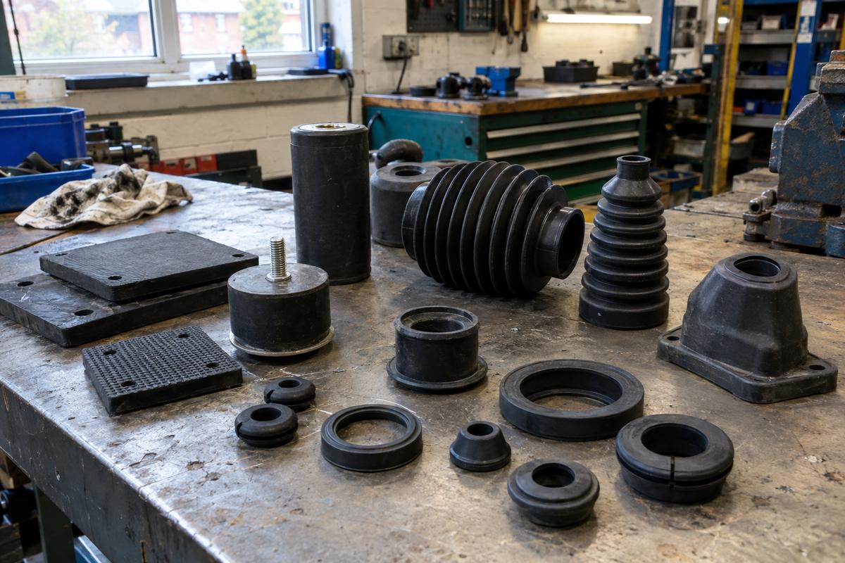Industrial compression moulded pads, bellows, boots and grommets