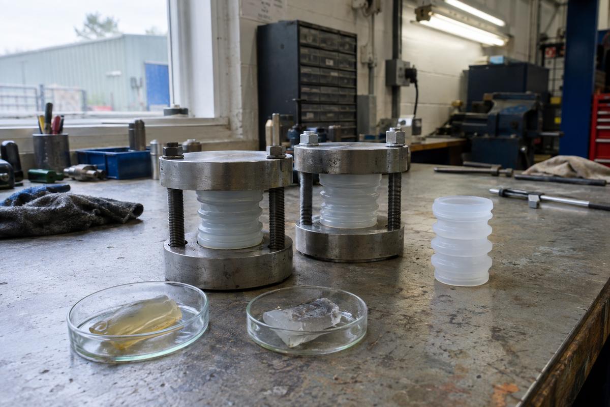 Seal samples being checked for recovery after compression and exposure