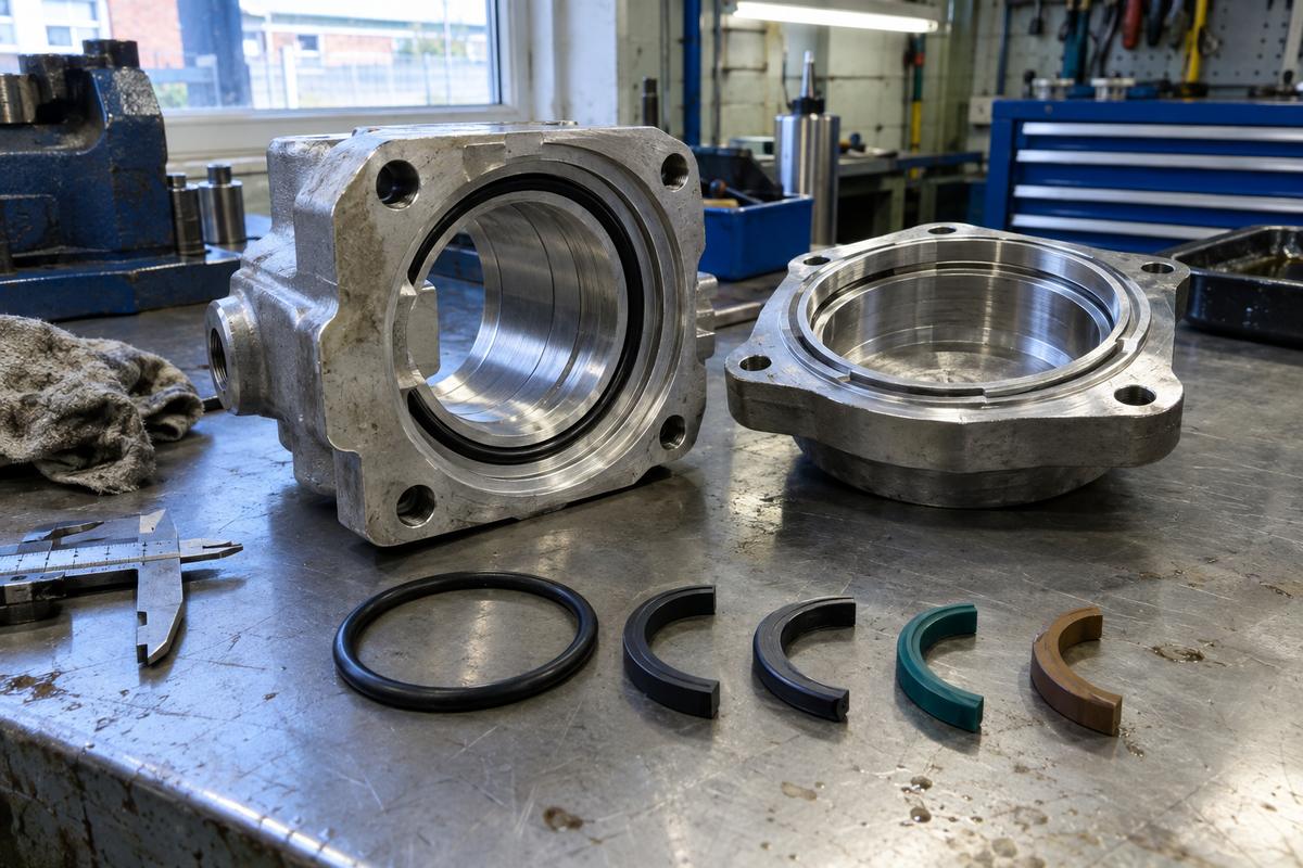 Machined housing groove with fitted O-ring and comparison ring sections