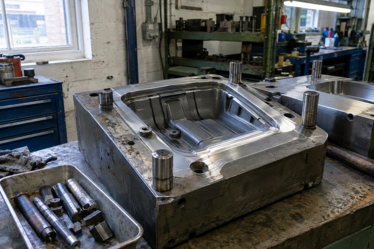 Close view of mould tool wear and refurbished vent and surface details