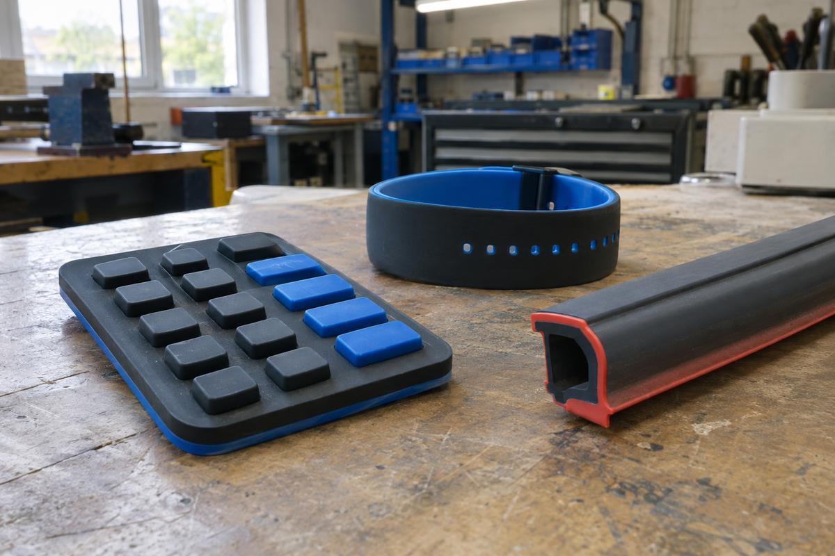 Two colour silicone keypad strap and dual hardness seal components