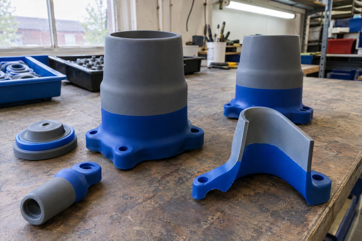 Close view of bonded silicone zones with crisp colour separation lines