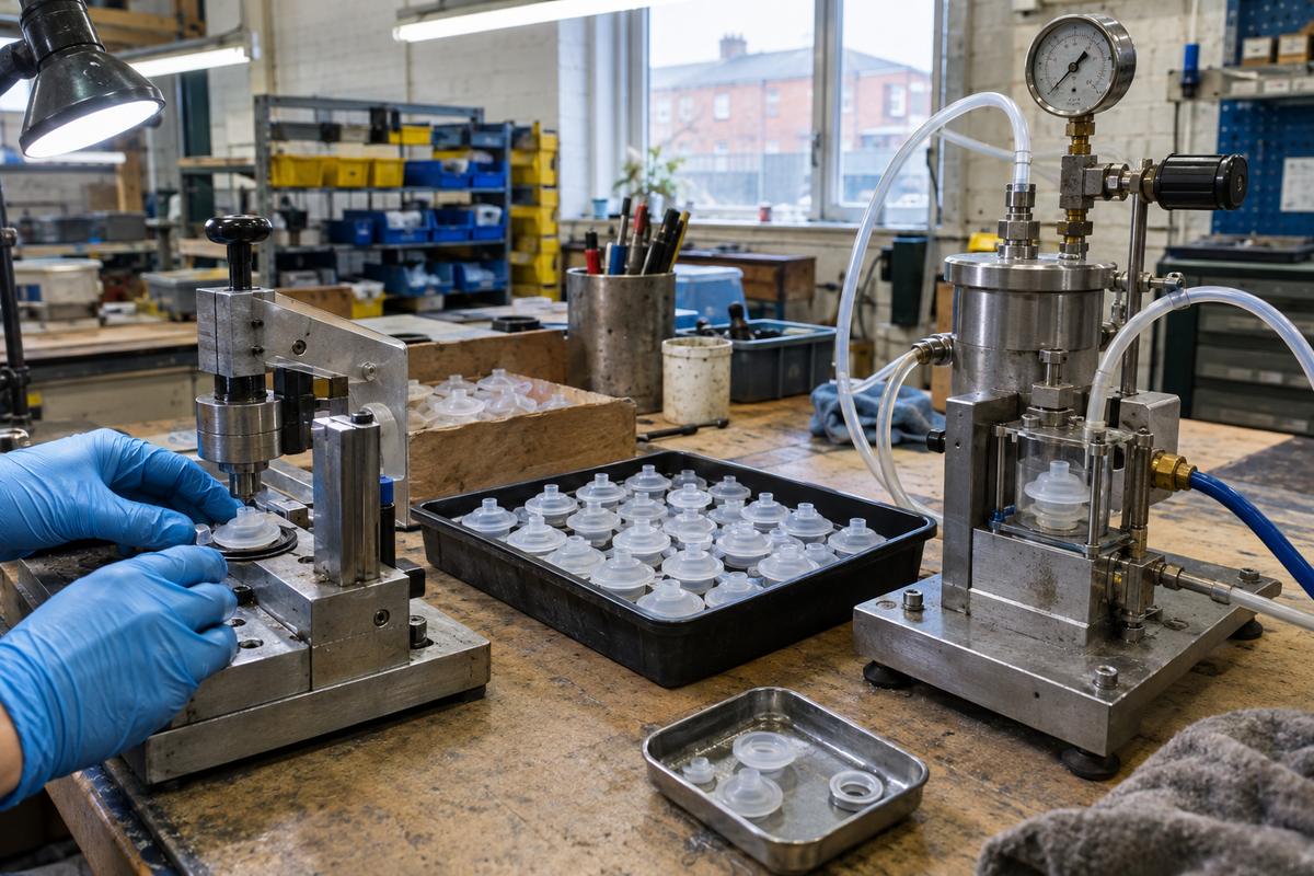 Inspection fixture and test setup for silicone valve samples
