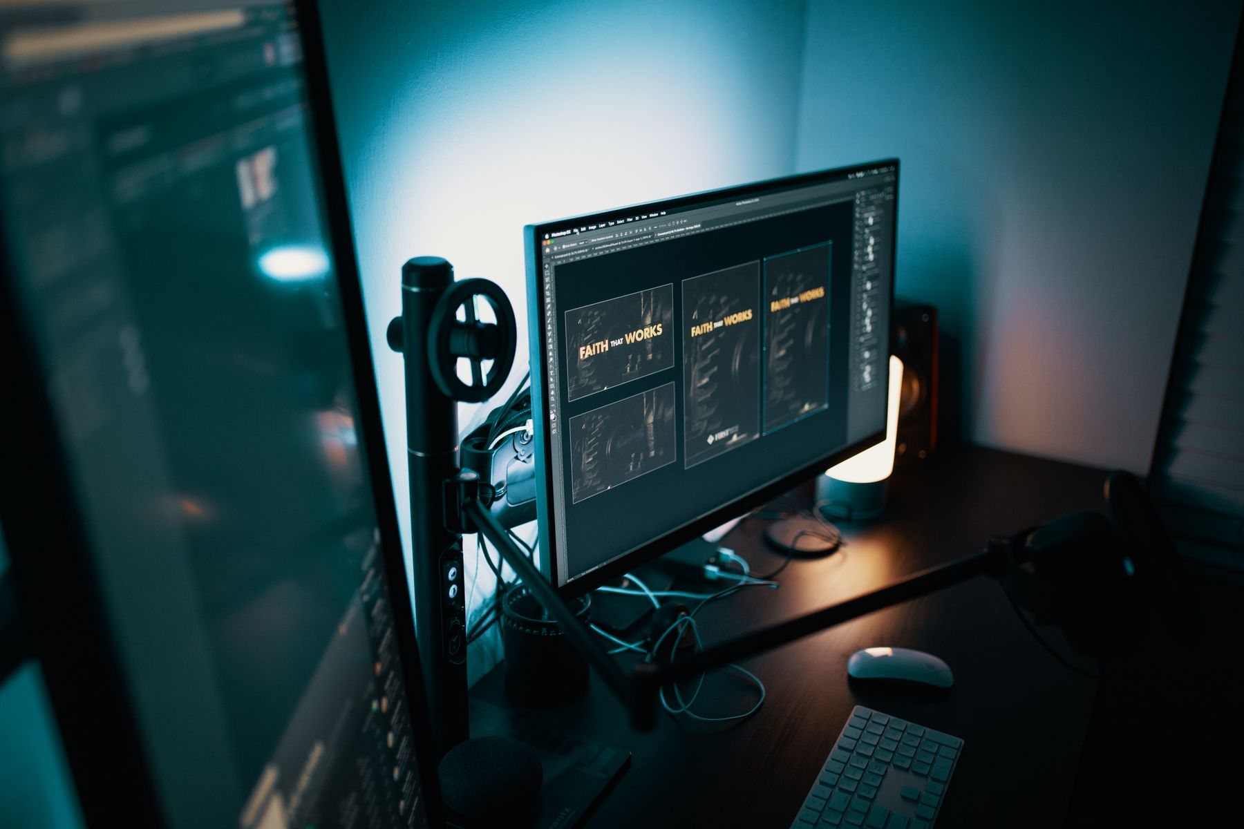 Design visuals on a studio monitor