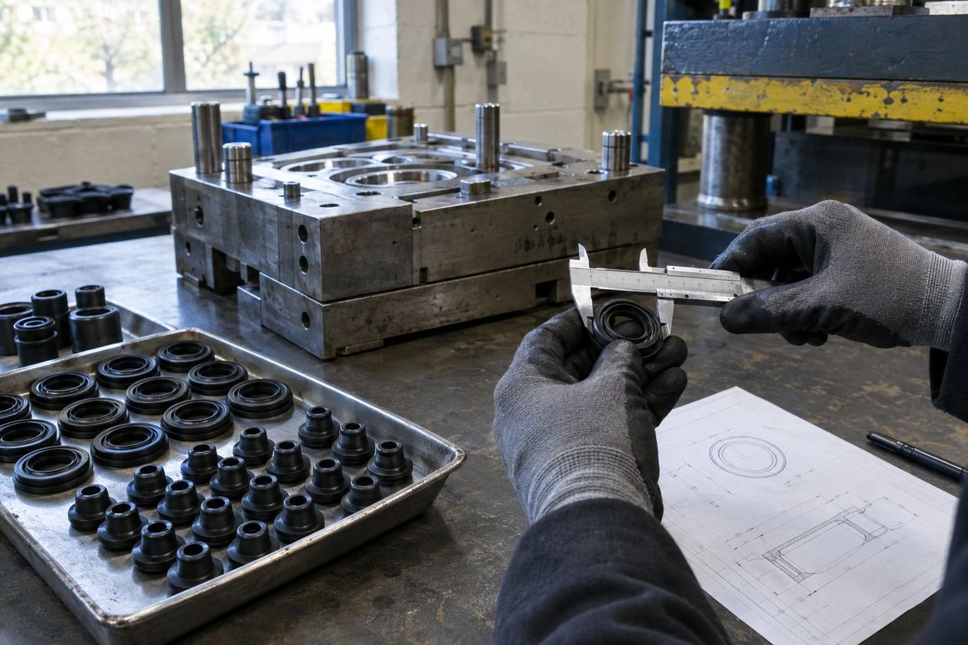 Gloved inspection of automotive rubber seals and moulded components