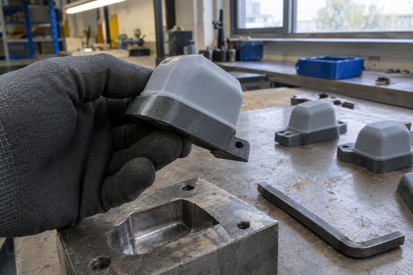 Rigid component with silicone permanently overmoulded around its edges