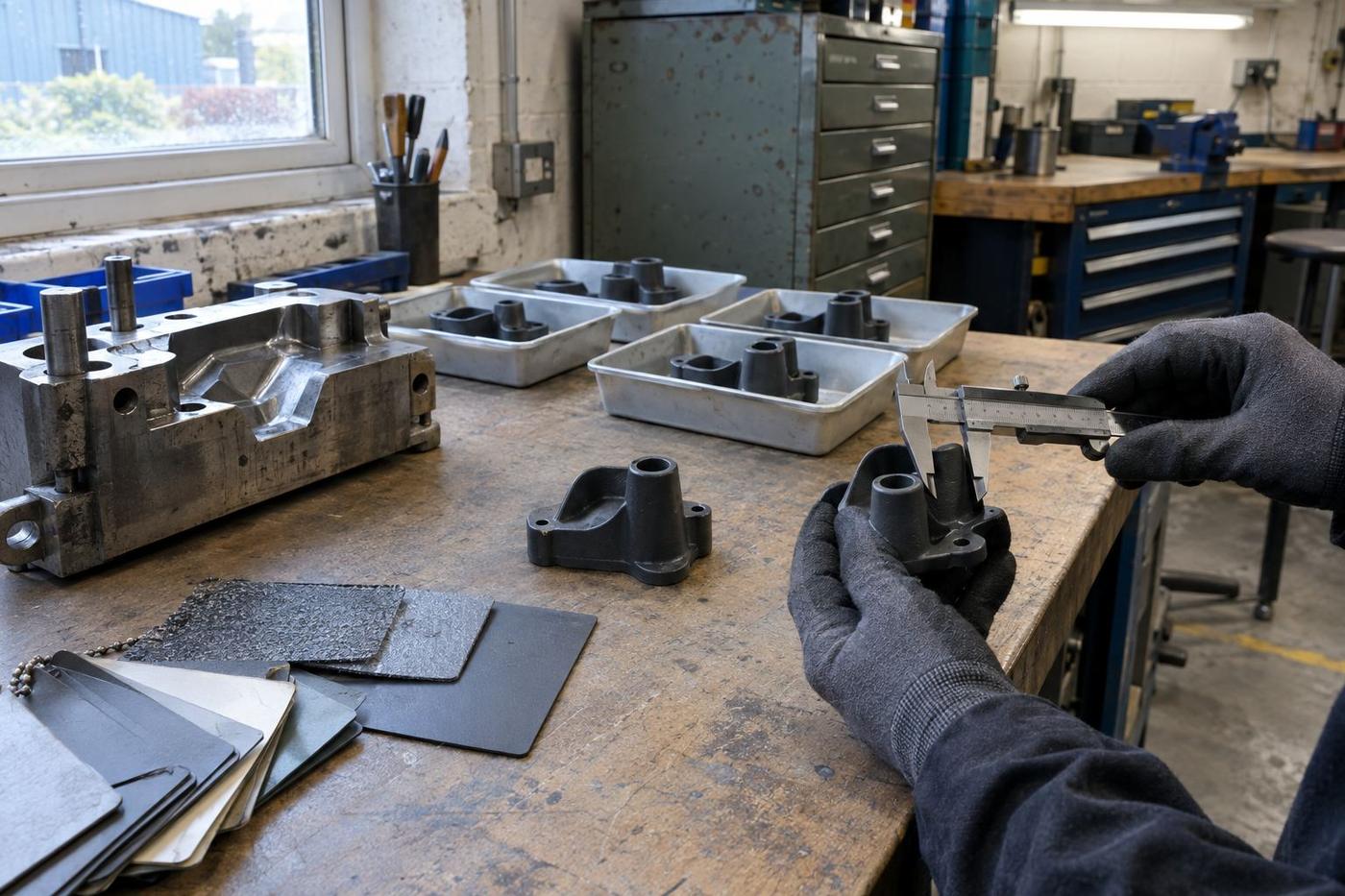 Fresh silicone moulding compared with retained reference samples